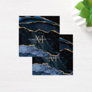 Agate Navy Blue Gold Gemstone Marmormonogramm Name