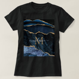 Agate Navy Blue Gold Gemstone T - Shirt - Monogram