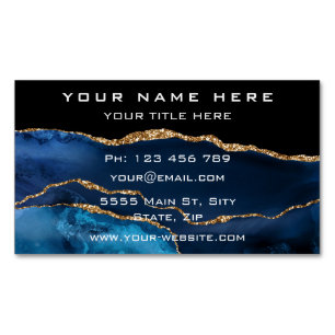 Agate Navy Blue Gold Glitzer Luxus Business Card Magnetische Visitenkarte