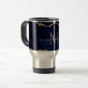 Agate Navy Blue Gold Marmor Tasse Geschenk Individ