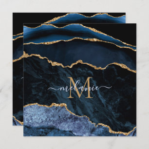 Agate Navy Blue Gold Namenskarten für benutzerdefi