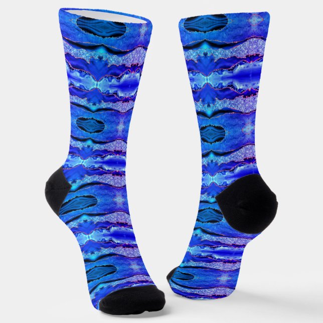 Agate Ocean Blue Gold Glitzer Marmorsocken Socken (Gewinkelt)