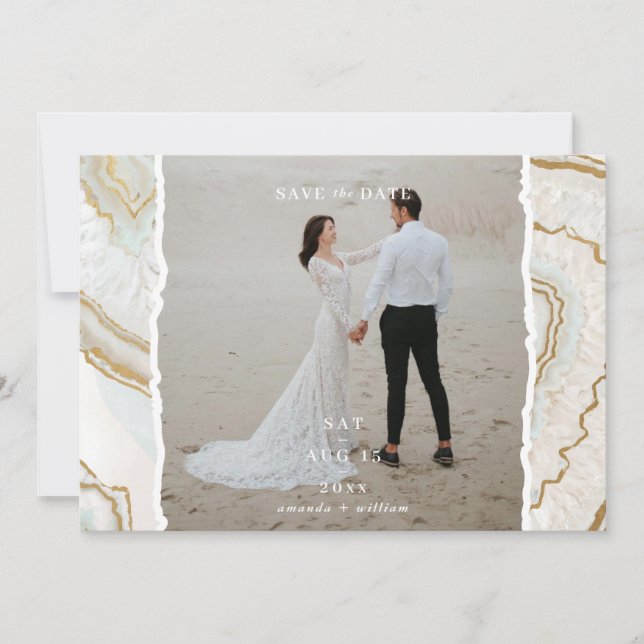 Agate Quartz Hintergrund Foto Hochzeit  Save The Date (Vorderseite)