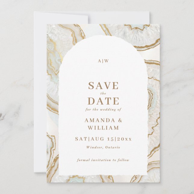 Agate Quartz Hintergrund Foto Hochzeit  Save The Date (Vorderseite)