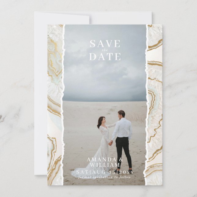 Agate Quartz Hintergrund Foto Hochzeit  Save The Date (Vorderseite)