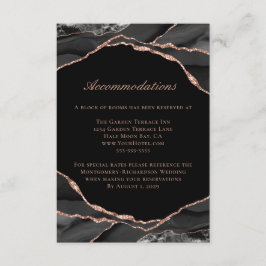 Agate Rose Gold Foil Black Wedding Unterkünfte Begleitkarte