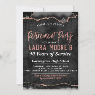 Agate Rose Gold Vein Retirement Party Einladung