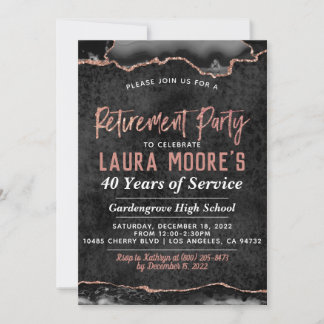 Agate Rose Gold Vein Retirement Party Einladung