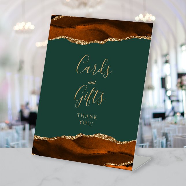 Agate Rust Gold Green Wedding Cards und Geschenke Sockelschild (Von Creator hochgeladen)