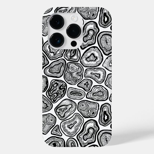 Agate-Scheiben in Schwarz-Weiß Case-Mate iPhone Hülle (Rückseite)