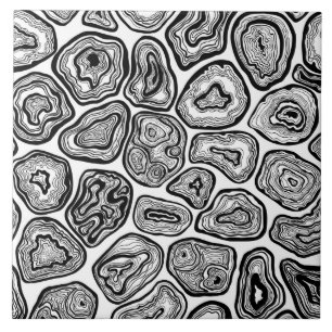 Agate-Scheiben in Schwarz-Weiß Fliese