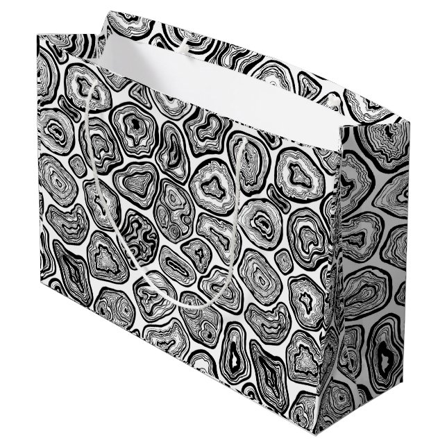 Agate-Scheiben in Schwarz-Weiß Große Geschenktüte (Rückseite Schrägansicht)