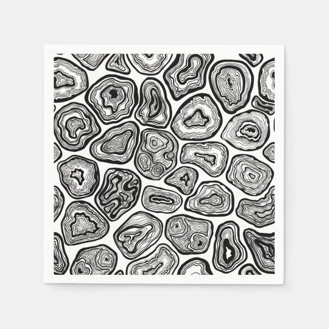 Agate-Scheiben in Schwarz-Weiß Serviette (Vorderseite)