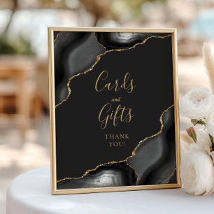 Agate Schwarz Gold Dunkle Hochzeitskarten und Gesc Poster