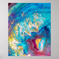 Agate Slice Aqua Geode Art Print