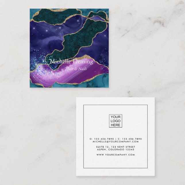 Agate Square Business Card Quadratische Visitenkarte (Vorne/Hinten)
