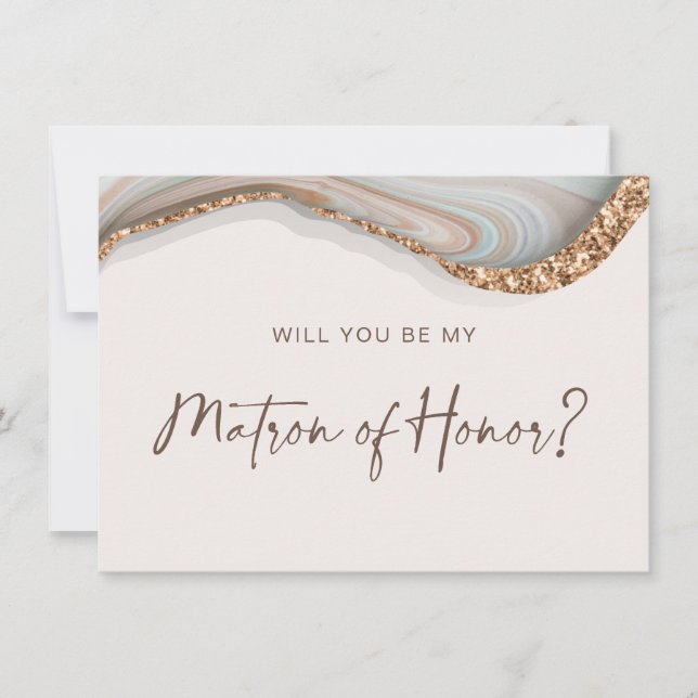 Agate Stone Marble Matron of Honor Card Dankeskarte (Vorderseite)