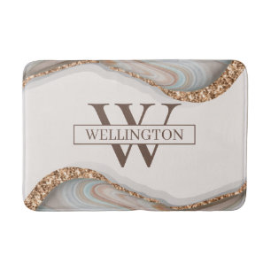 Agate Stone Marble Monogram Name Badematte