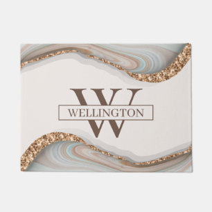 Agate Stone Marble Monogram Name Fußmatte