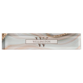 Agate Stone Marble Monogram Name Namensplakette