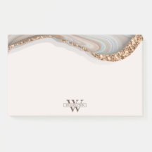 Agate Stone Marble Monogram Name Postit Notes