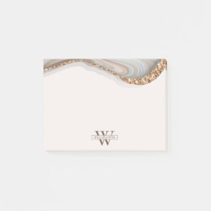 Agate Stone Marble Monogram Name Postit Notes Post-it Klebezettel