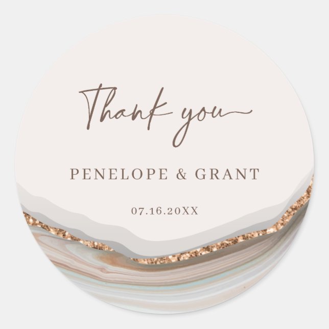 Agate Stone Marble Vielen Dank für den klassischen Runder Aufkleber (Vorderseite)