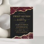 Agate Sweet 16 Birthday Burgundy Gold Einladung<br><div class="desc">Agate Geode Black,  Burgund und Gold Foil Geburtstagsparty Einladungen - beinhaltet moderne und elegante Drehbücher für die besondere 16 . Geburtstag (16. Geburtstagsfeier).</div>