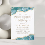 Agate Turquoise Sweet 16 Aquamarin Gold Einladung<br><div class="desc">Agate Geode Turquoise Aquamarin Blue and Gold Foil Birthday Party Einladungen - beinhaltet ein modernes und elegantes Drehbuch für die besondere 16 . Geburtstag (16. Geburtstagsfeier).</div>