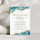 Agate Turquoise Sweet 16 Aquamarin Gold Einladung<br><div class="desc">Agate Geode Turquoise Aquamarin Blue and Gold Foil Birthday Party Einladungen - beinhaltet ein modernes und elegantes Drehbuch für die besondere 16 . Geburtstag (16. Geburtstagsfeier).</div>