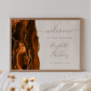 Agate verbranntes Orange Gold Elfenbein Hochzeits  Poster