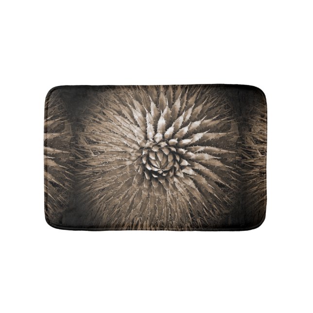Agave Abstrakt Brown Tan Sepia Plush Bath Mat Badematte (Vorderseite)