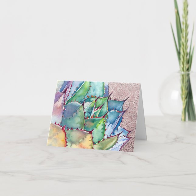 Agave Watercolorkarte durch Debra-Lee Baldwin Karte (Vorderseite)