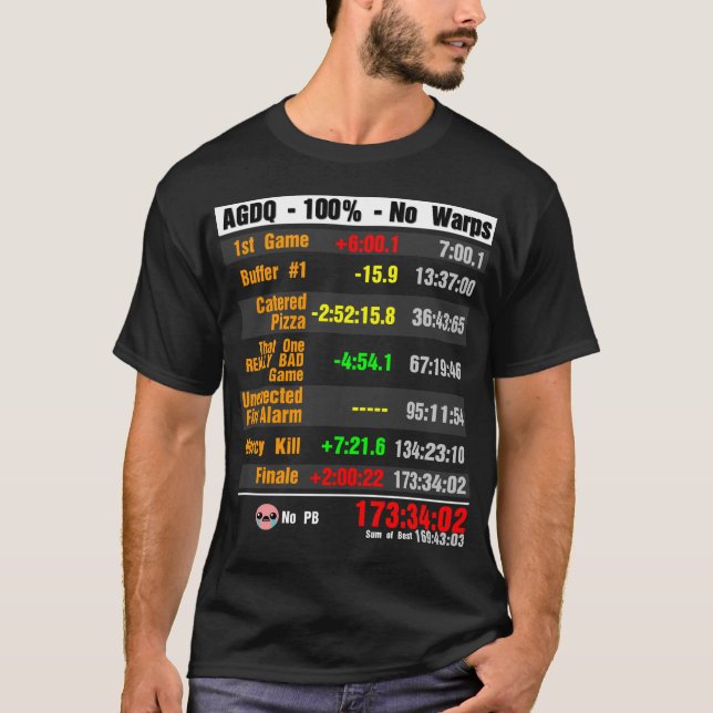 AGDQ 100% kein Verzerrungen SpeedRunning Timer T-Shirt (Vorderseite)