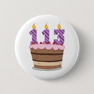 Age 113 on Birthday Cake Button