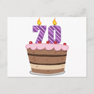 Age 70 on Birthday Cake Postkarte