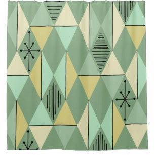 Age Art Diamonds Minze Green Yellow Duschvorhang