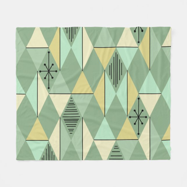 Age Art Diamonds Minze Green Yellow Fleecedecke (Vorderseite (Horizontal))