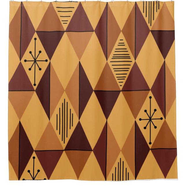 Age Art Diamonds Ochre Maroon Duschvorhang (Vorderseite)