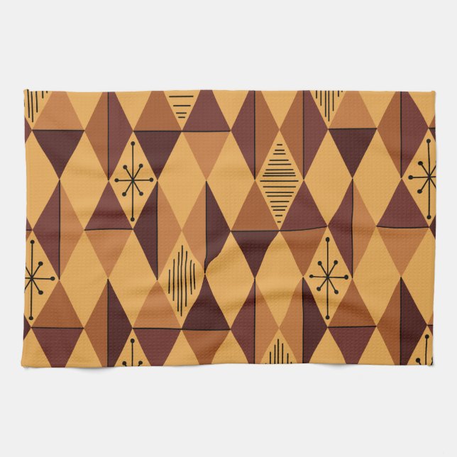 Age Art Diamonds Ochre Maroon Geschirrtuch (Horizontal)