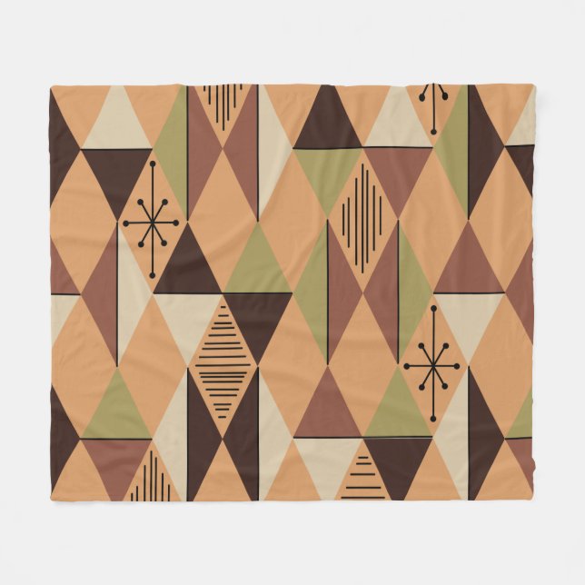 Age Art Diamonds Orange Brown Green Fleecedecke (Vorderseite (Horizontal))