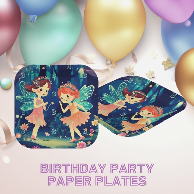 Age Birthday Beverzauberte Wald Fairies Blue Pappteller (Von Creator hochgeladen)