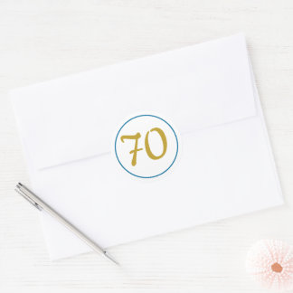 Age Birthday Party Umschlag Aufkleber Gold Blue