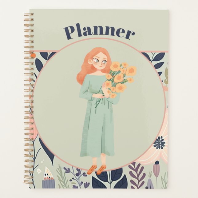 age Green Aesthetic Floral  Planer (Vorderseite)