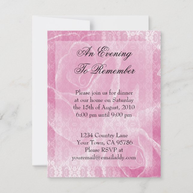 Age Lace Rose Abendessen Party Einladung (Vorderseite)