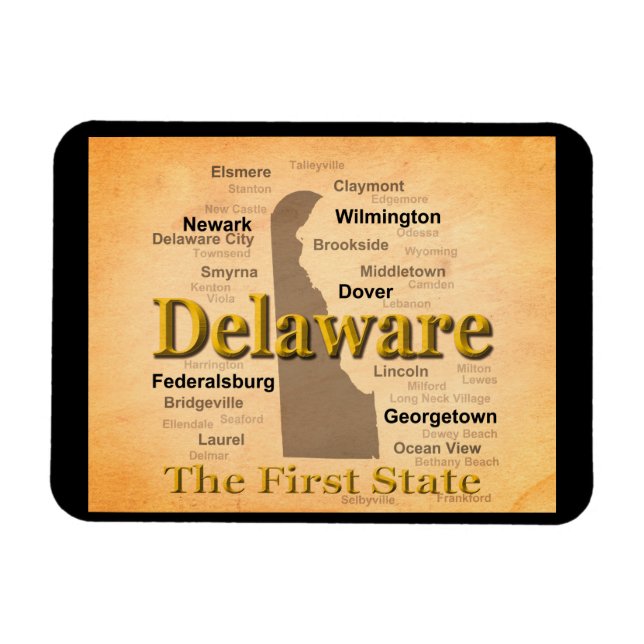 Aged Delaware Staatsstolz Map Magnet (Horizontal)