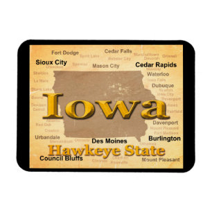 Aged Iowa Staatsstolz Map Silhouette Magnet