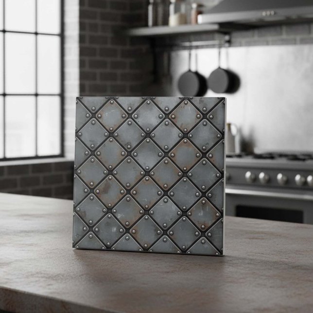 Aged Iron Plate and Rivets #21 ID1227 Fliese (Von Creator hochgeladen)