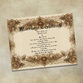 Aged Sepia Vintage Marriage Certificate Poster