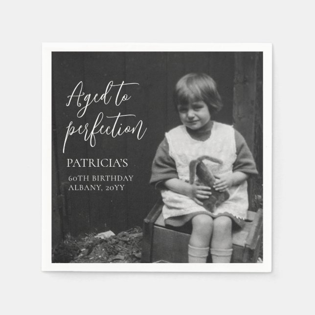 Aged to Perfection 60th Birthday Party Full Photo Serviette (Vorderseite)